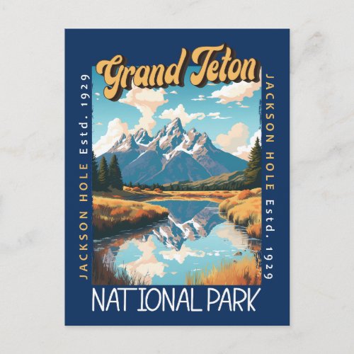 Grand Teton National Park Jackson Hole Distressed Postcard
