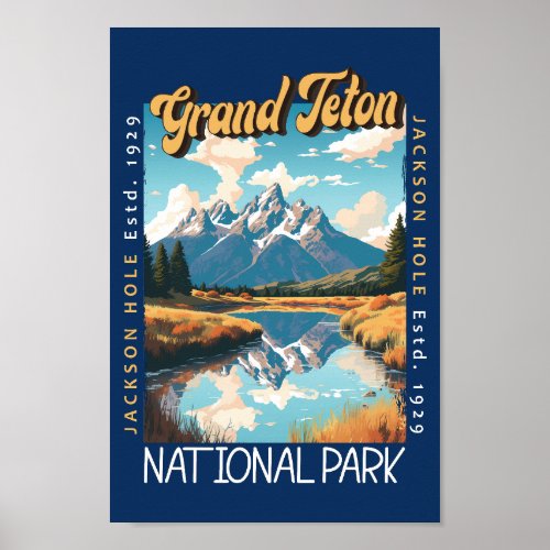 Grand Teton National Park Jackson Hole Distressed Poster