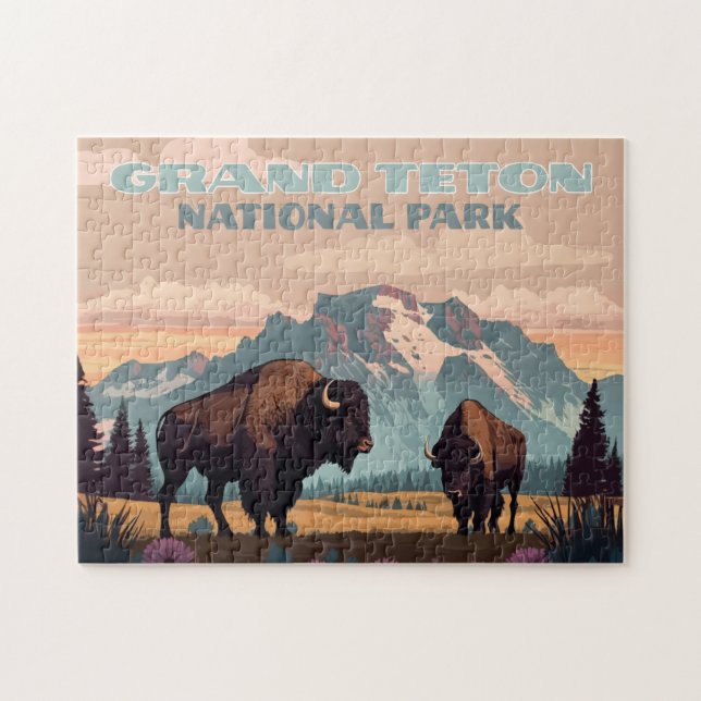Grand Teton National Park Jackson Wyoming Mountain Jigsaw Puzzle (Horizontal)