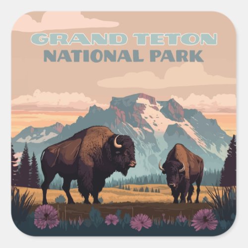 Grand Teton National Park Jackson Wyoming Mountain Square Sticker