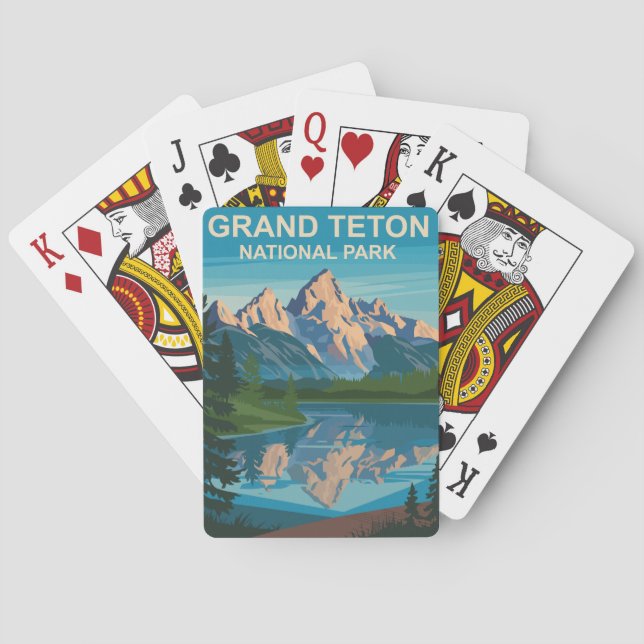 Grand Teton National Park Landscape Travel Art Poker Cards (Back)