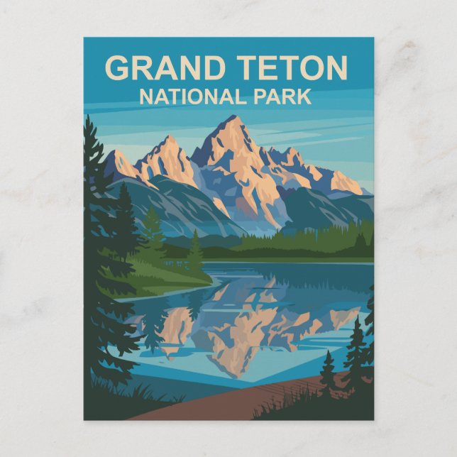 Grand Teton National Park Landscape Travel Art Postcard (Front)