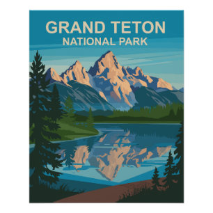 Grand Teton National Park Landscape Travel Art Poster