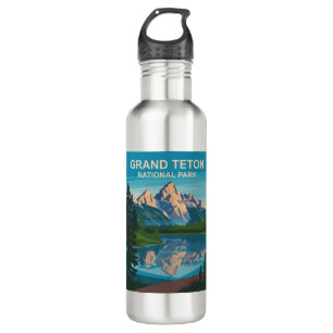 Grand Teton National Park Landscape Travel Art Stainless Steel Water Bottle