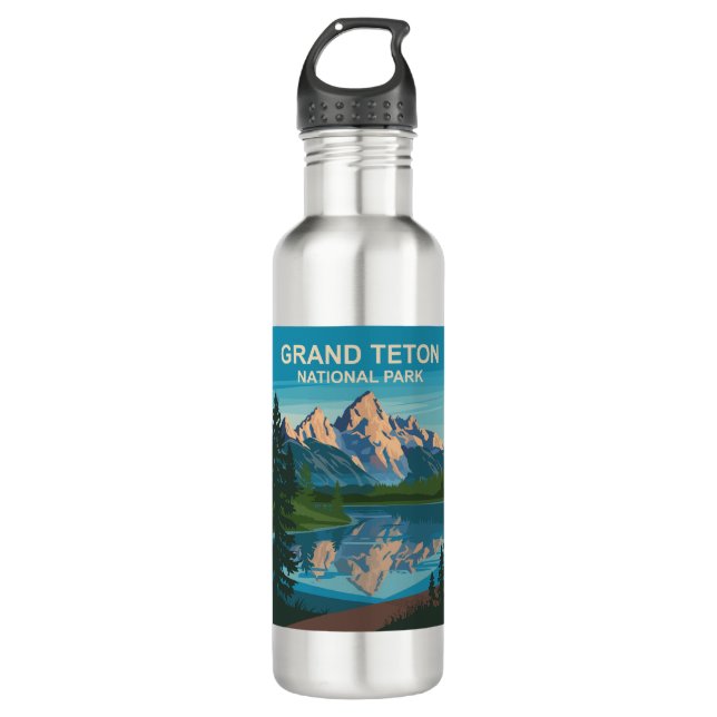 Grand Teton National Park Landscape Travel Art Stainless Steel Water Bottle (Front)