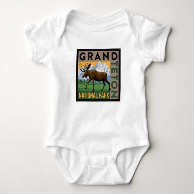 Grand Teton National Park Moose Baby Bodysuit (Front)