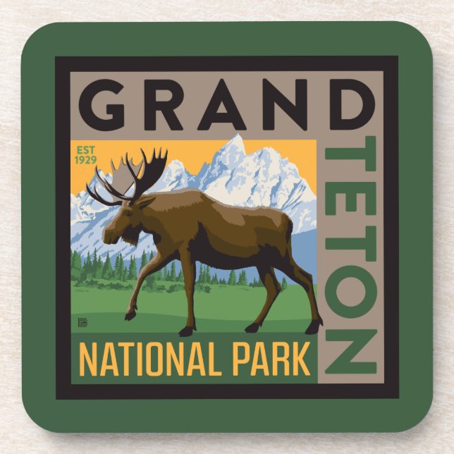 Grand Teton National Park Moose Beverage Coaster (Front)