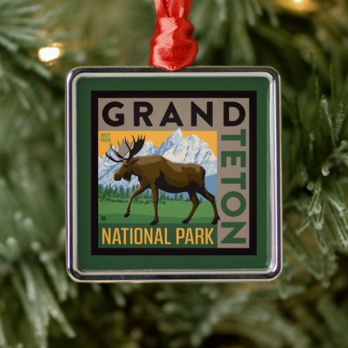 Grand Teton National Park Moose Metal Ornament