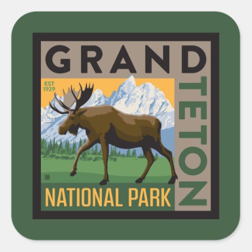 Grand Teton National Park Moose Square Sticker