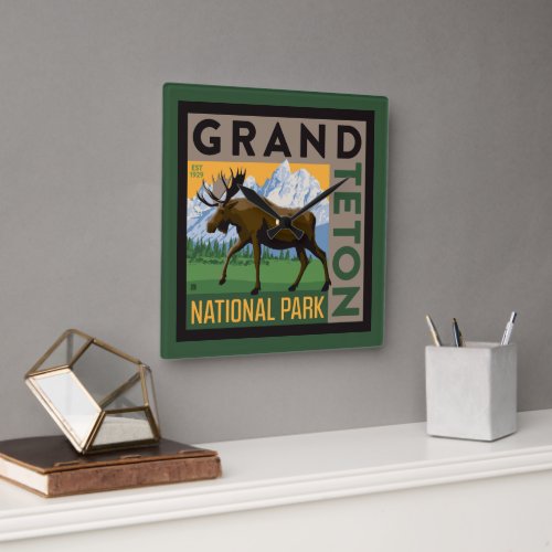 Grand Teton National Park Moose Square Wall Clock