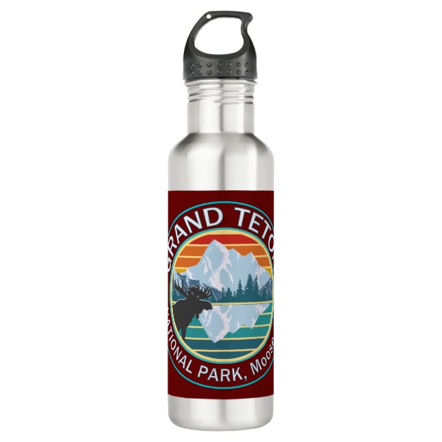 Grand Teton National Park Moose Stainless Steel Water Bottle (Front)
