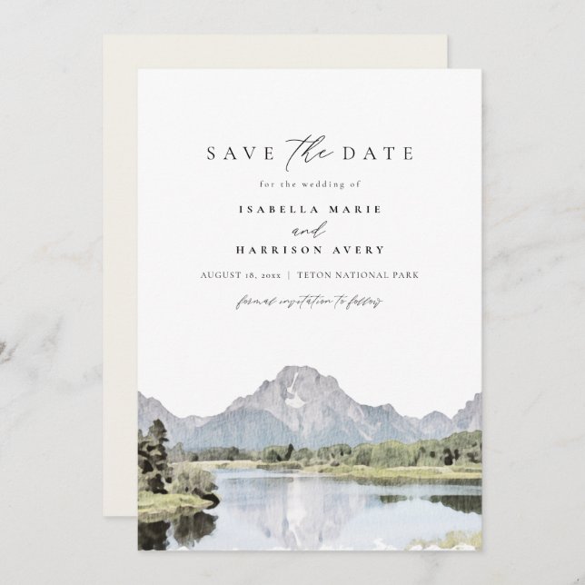 GRAND TETON National Park Mountain Save the Date Invitation (Front/Back)