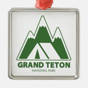 Grand Teton National Park Mountains Camping Metal Ornament