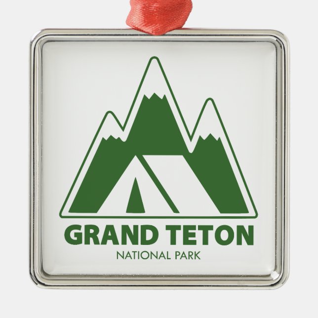 Grand Teton National Park Mountains Camping Metal Ornament (Front)