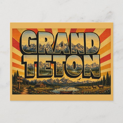 Grand Teton National Park Mountains Lakes Art Postcard