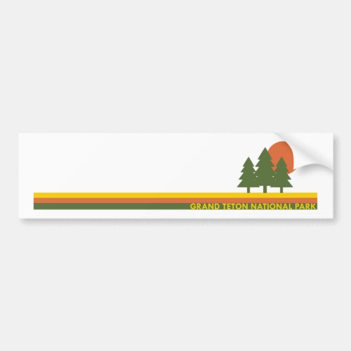 Grand Teton National Park Pine Trees Sun Bumper Sticker