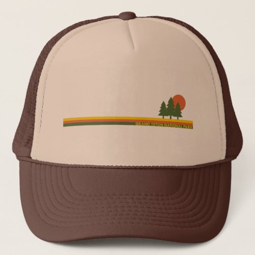 Grand Teton National Park Pine Trees Sun Trucker Hat