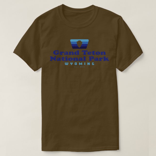 Grand Teton National Park Retro Badge Arrowhead Bl T-Shirt (Design Front)