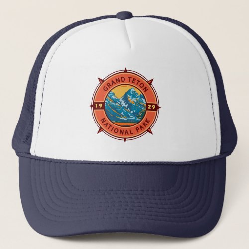 Grand Teton National Park Retro Compass Emblem Trucker Hat