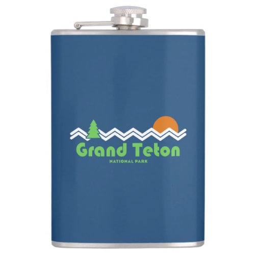 Grand Teton National Park Retro Flask