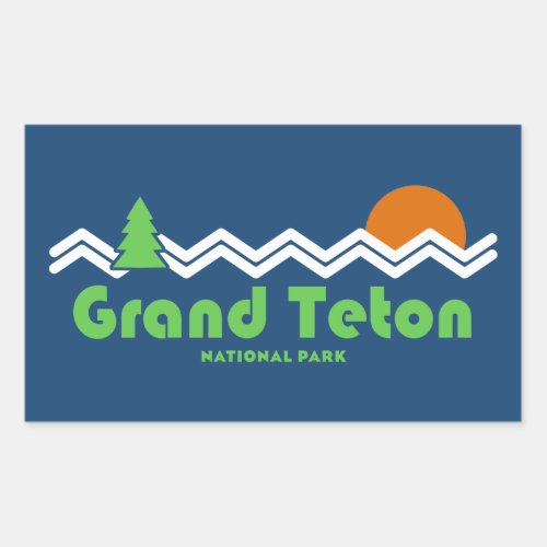 Grand Teton National Park Retro Rectangular Sticker