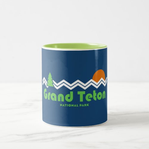 Grand Teton National Park Retro Two_Tone Coffee Mug