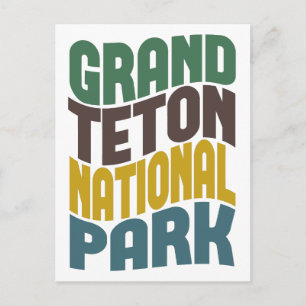 Grand Teton National Park Retro Wave Postcard