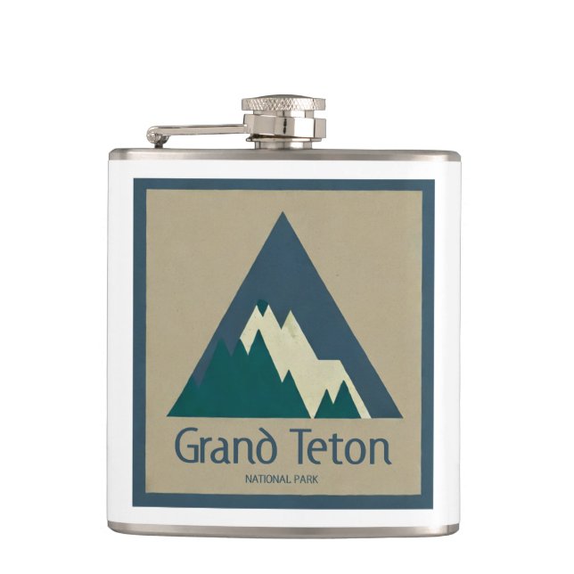 Grand Teton National Park Rustic Flask (Front)
