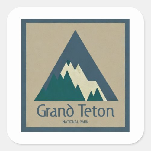 Grand Teton National Park Rustic Square Sticker