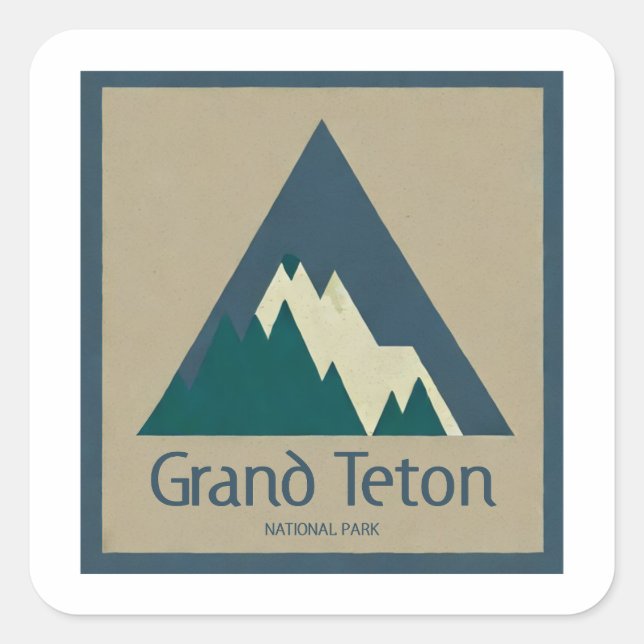 Grand Teton National Park Rustic Square Sticker (Front)