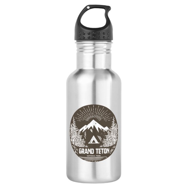 Grand Teton National Park Stainless Steel Water Bottle (Front)
