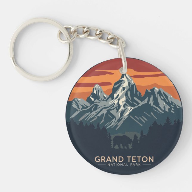 Grand Teton National Park Sunset Keychain (Front)
