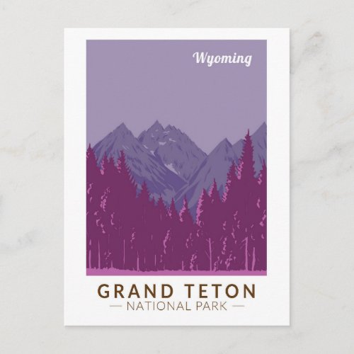 Grand Teton National Park Teton Range Travel Art Postcard