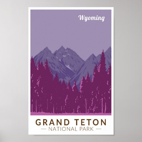 Grand Teton National Park Teton Range Travel Art Poster