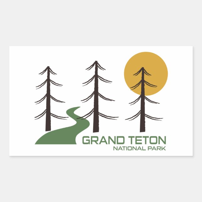 Grand Teton National Park Trail Rectangular Sticker (Front)