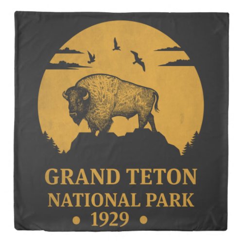 Grand Teton National Park USA Bison And Buffalo Duvet Cover