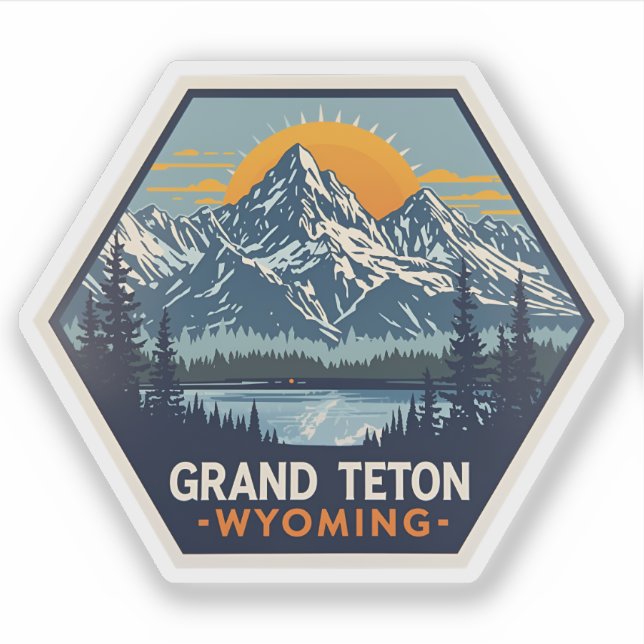 Grand Teton National Park Utah Vintage Travel Sticker (Front)