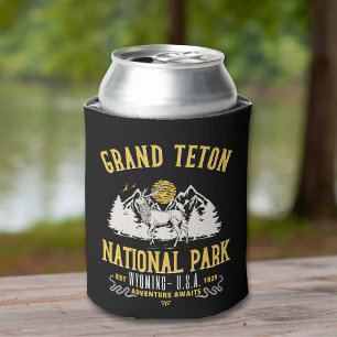 Grand Teton National Park Vintage Landscape Can Cooler