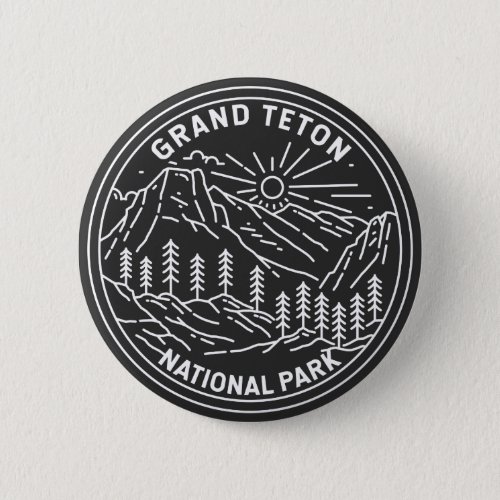 Grand Teton National Park Vintage Monoline   Button