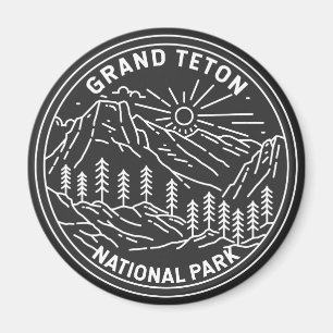 Grand Teton National Park Vintage Monoline  Magnet