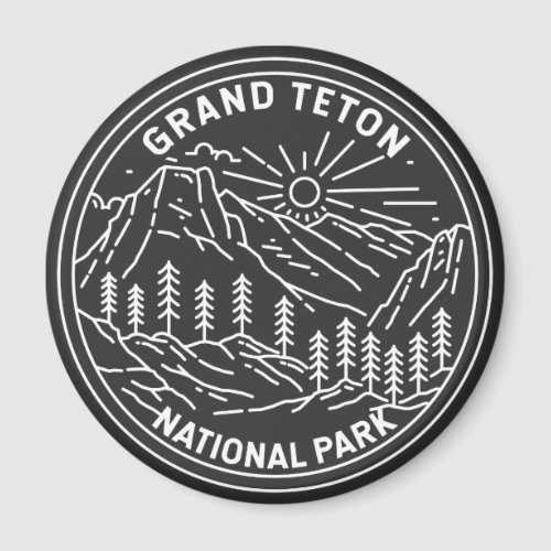 Grand Teton National Park Vintage Monoline  Magnet