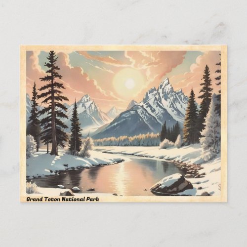 Grand Teton National Park Vintage Postcard