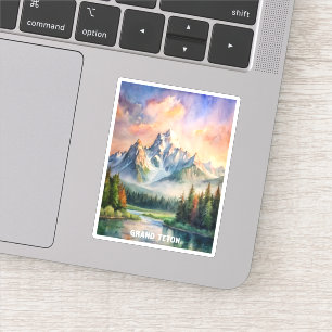 Grand Teton National Park Watercolor Painting Sticker