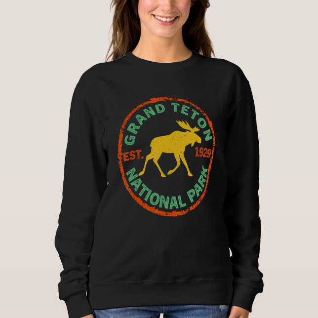 Grand Teton National Park Weathered Moose Souvenir Sweatshirt (Front)