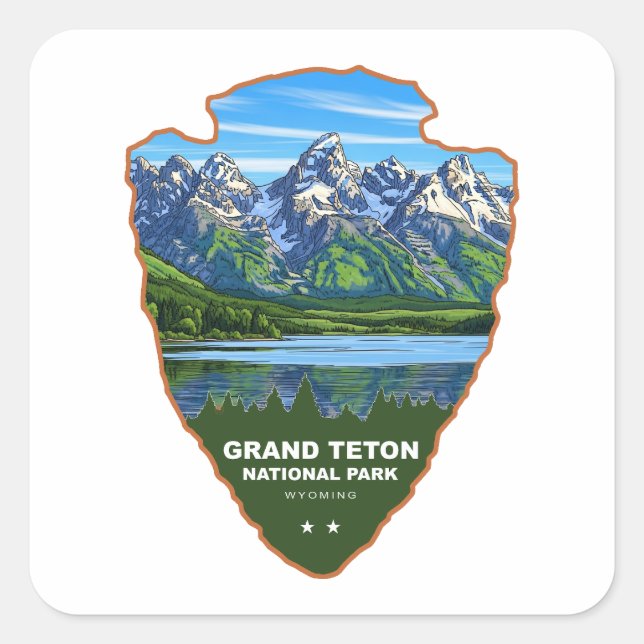 Grand Teton National Park Wyoming Arrowhead Square Sticker (Front)