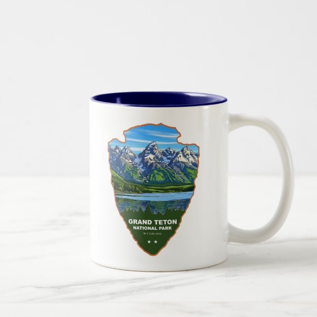 Grand Teton National Park Wyoming Arrowhead Two-Tone Coffee Mug (Right)