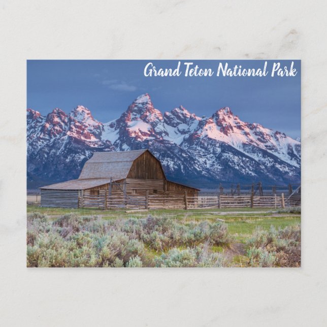 Grand Teton National Park Wyoming Mountains Barn Postcard (Front)