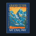 Grand Teton National Park Wyoming Retro Distressed Postcard<br><div class="desc">Grand Teton vector artwork design. The park includes the major peaks of the Teton Range as well as most of the northern sections of the valley known as Jackson Hole.</div>