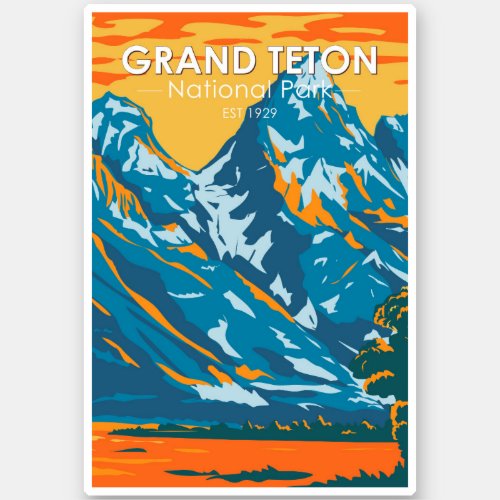 Grand Teton National Park Wyoming Retro Sticker
