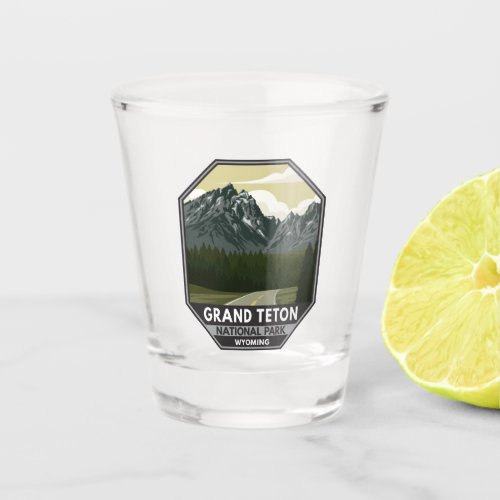 Grand Teton National Park Wyoming Road Vintage Shot Glass